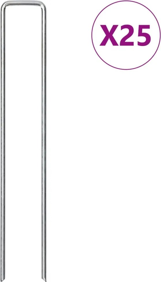 vidaXL Țăruși de pământ în formă de U 25 buc. 20x4 cm oțel galvanizat