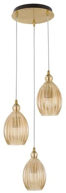 Lustra cu 3 pendule design modern LINGUA champagne NVL-9988382
