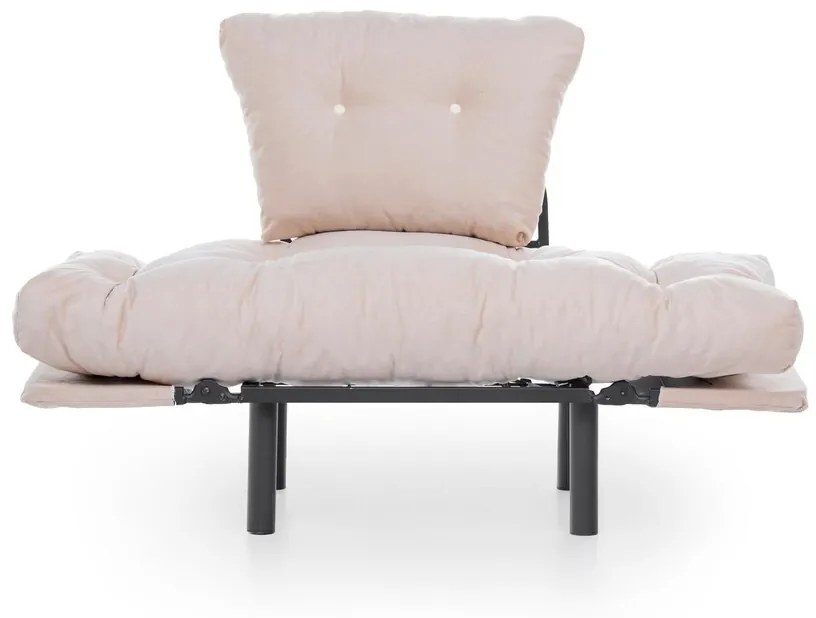 Fotoliu extensibil Nitta Single, Futon,135x70 cm,metal, crem