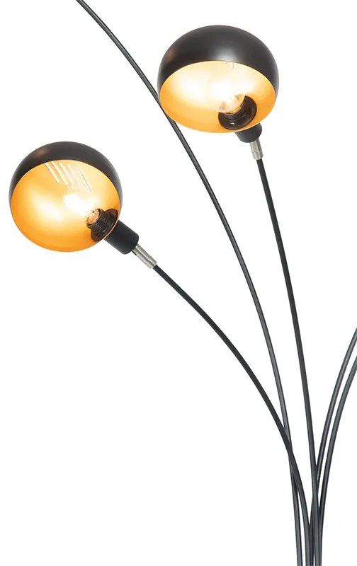 Lampa de podea de design neagra cu aur cu 5 lumini - Sixties Marmo