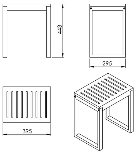 Taburet pentru baie Gedy HIMALAYA 39,5x44,3 cm bambus
