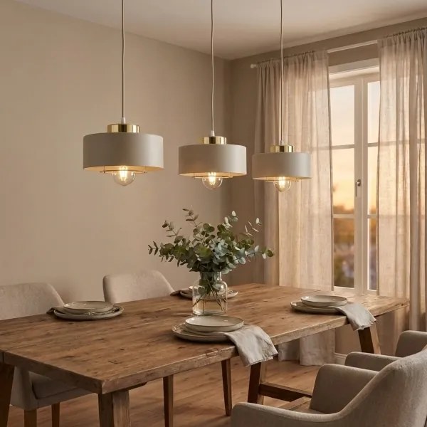 Brilagi - Lustră pe cablu SPRING 3xE27/60W/230V bej/auriu