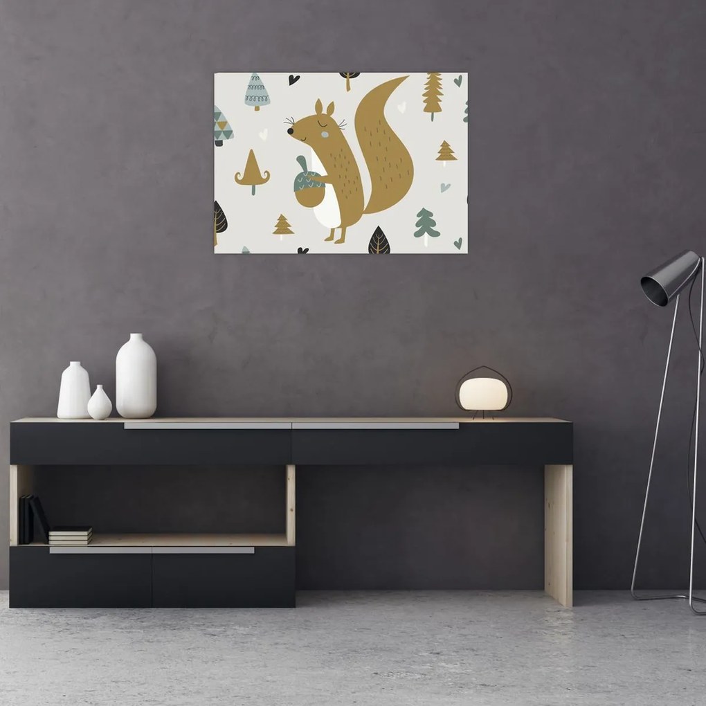 Tablou - Veveriță cu o nucă (70x50 cm)