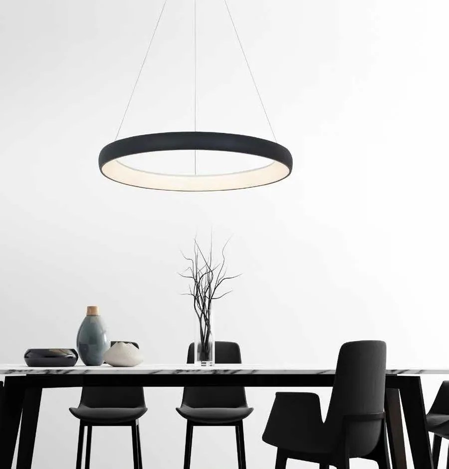 Lustra LED design modern circular Ring 40cm, negru
