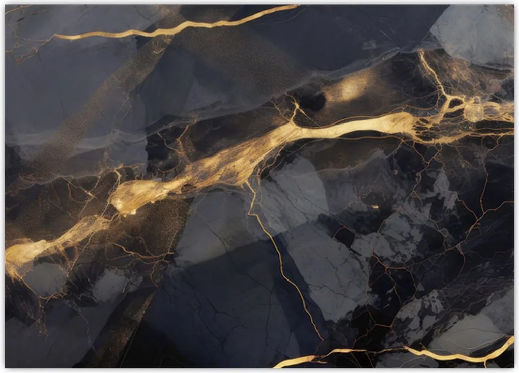 Tablou - Negru - decor auriu (70x50 cm)