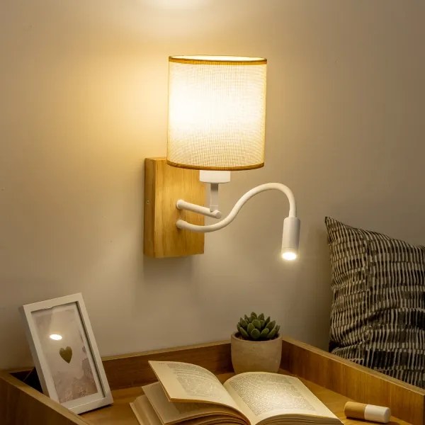 Lampă LED de perete Brilagi NUBILA WOOD 1xE27/25W/230V + LED/3W stejar/maro deschis