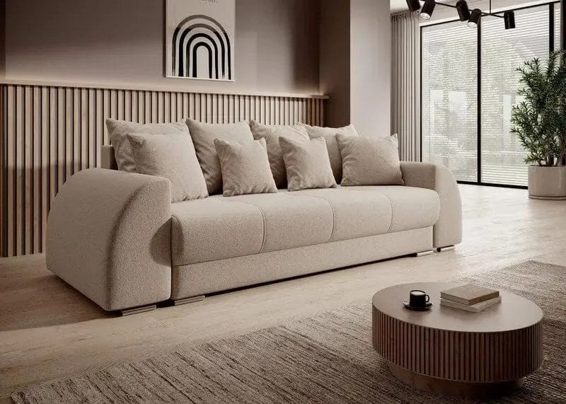 Canapea extensibilă dumonde cu ladă de depozitare si sezut confortabil din spuma high-density, Verona Bej 260x100 cm