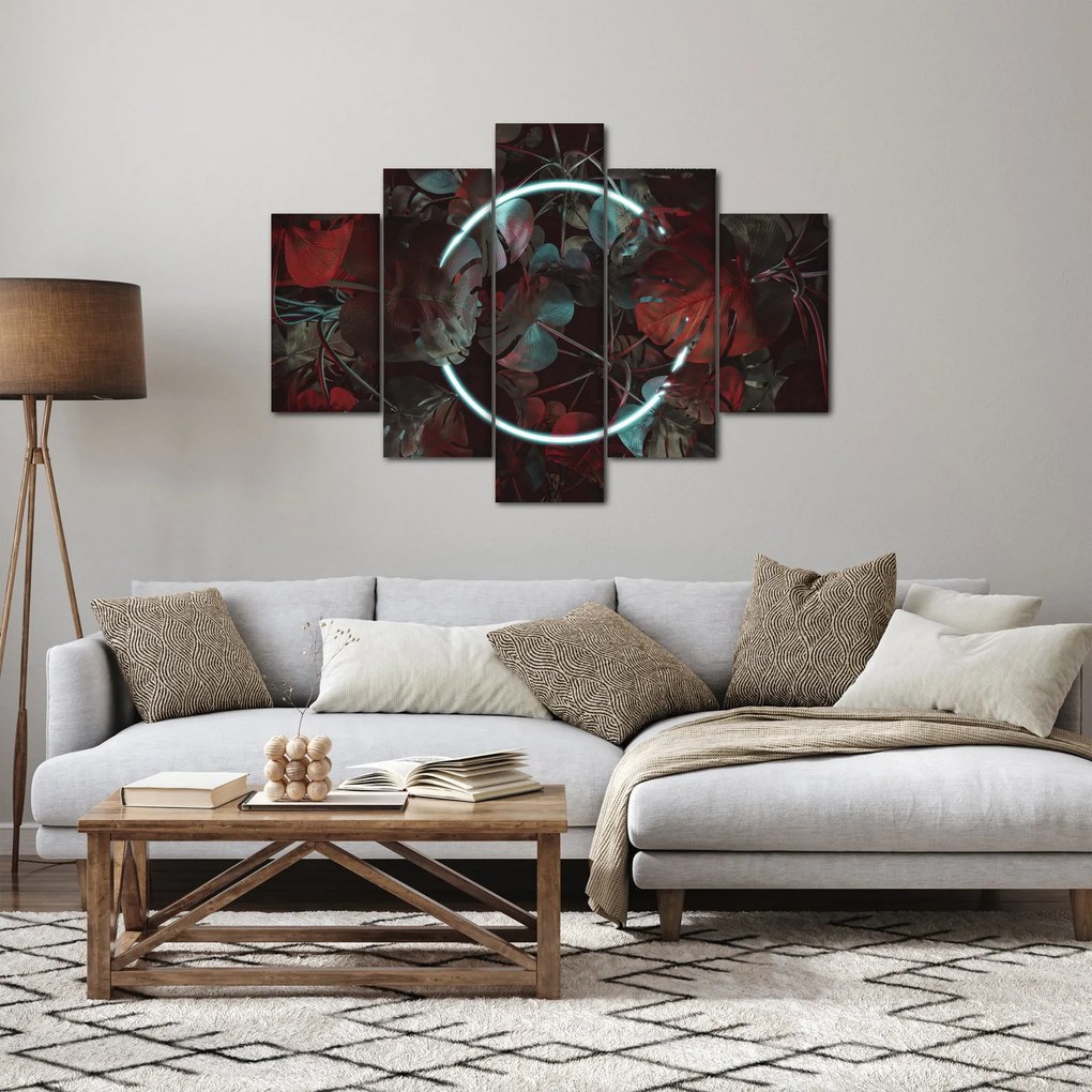 Tablou - Cerc de neon între palmieri (150x105 cm)