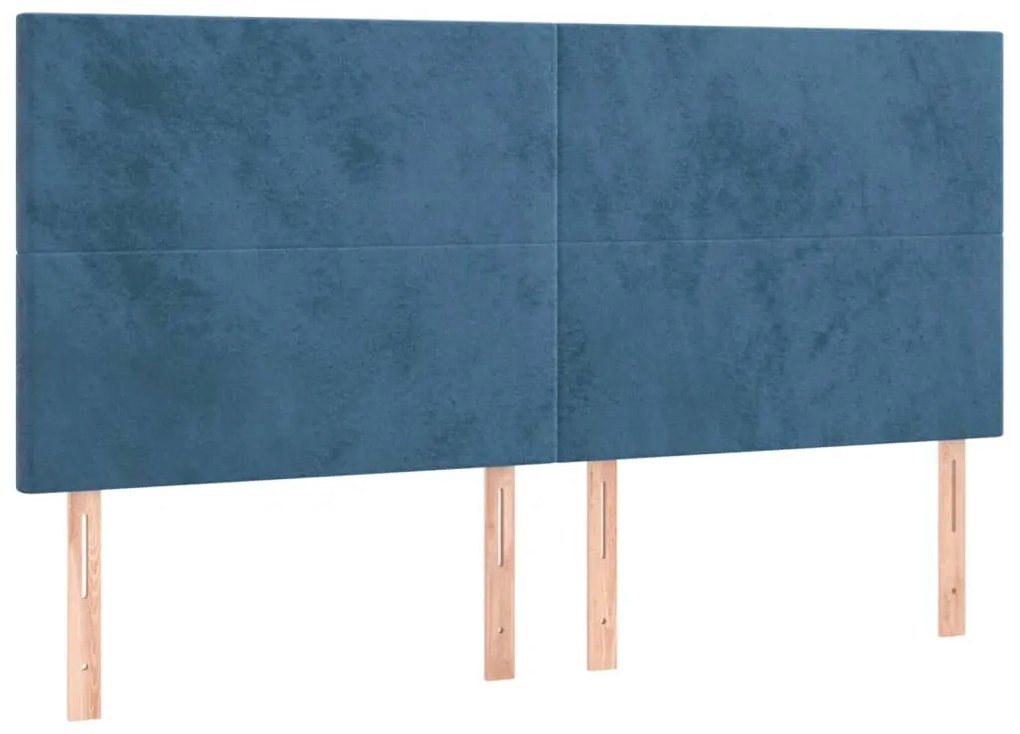 Pat box spring cu saltea, albastru inchis, 200x200 cm, catifea Albastru inchis, 200 x 200 cm, Design simplu