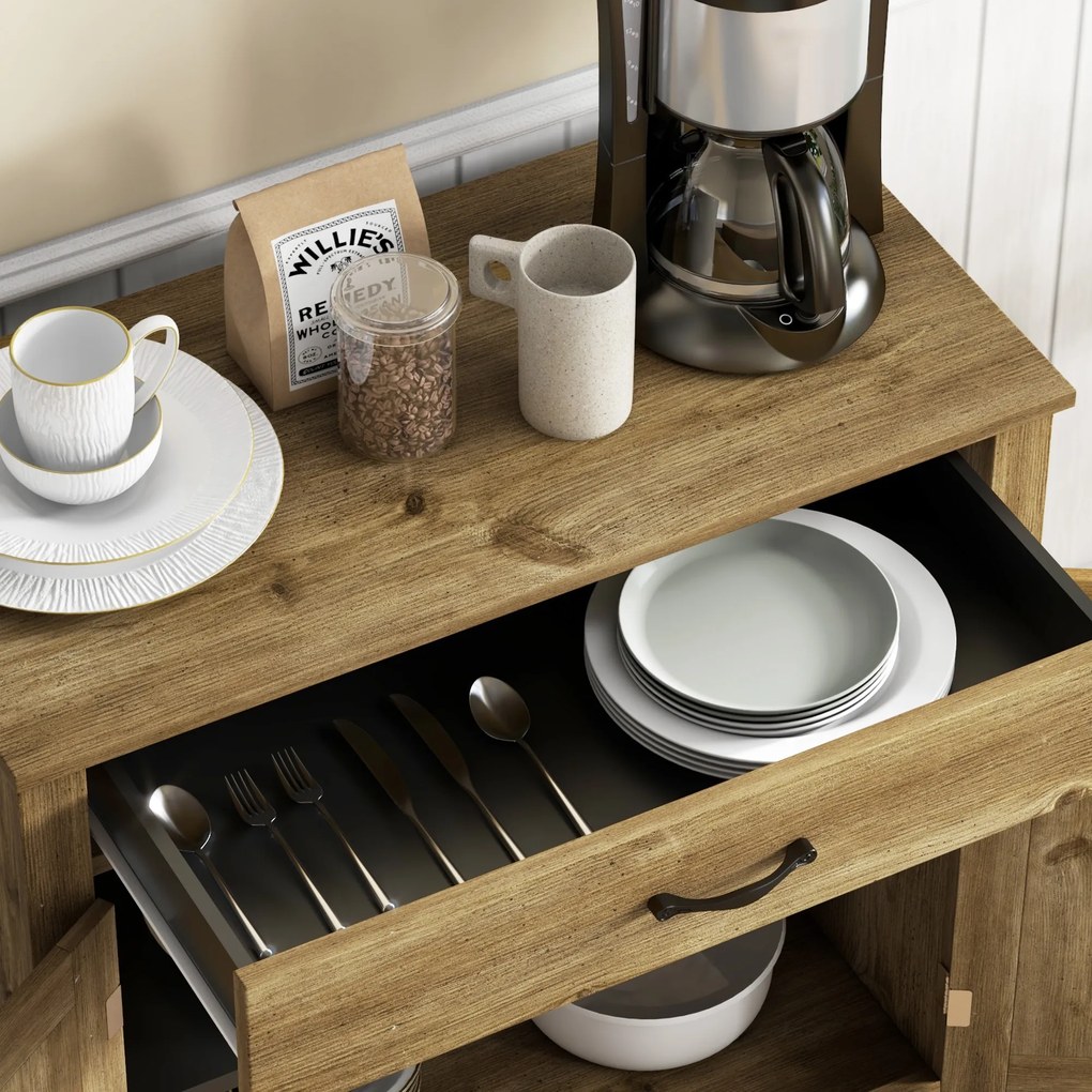 Homcom Bufet Bucatarie – Stil Country, Spatiu Depozitare Rustic | Aosom Romania