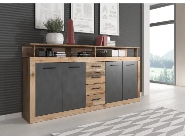 Comodă RUNA, maro deschis/antracit