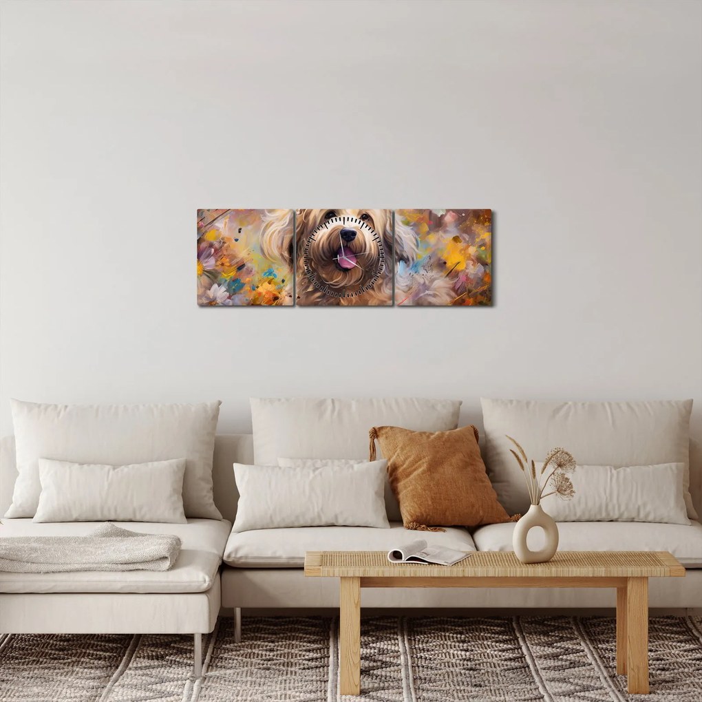 Tablou - Happy Dog II. (cu ceas) (90x30 cm)