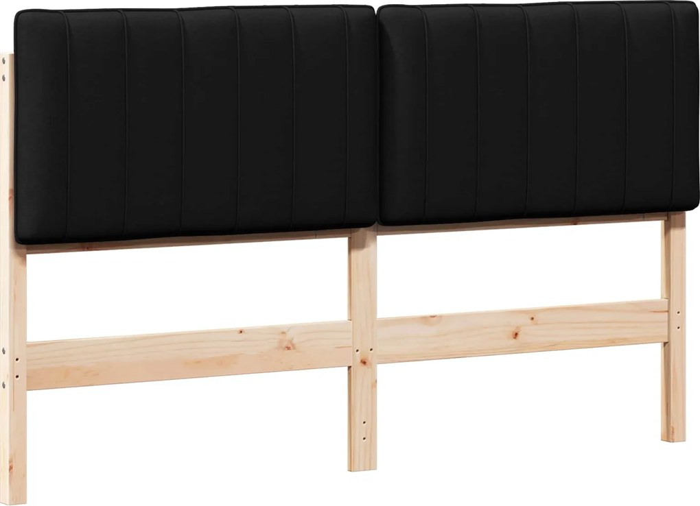 vidaXL Tăblie tapițată Maro și negru 150 cm Lemn de pin masiv