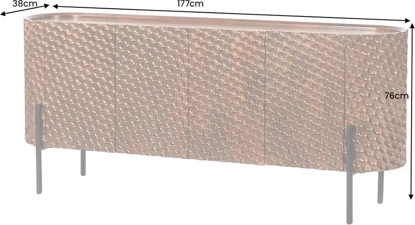 Comoda cu model 3D tip fagure, Lemn Mango Maro ADLON 180cm