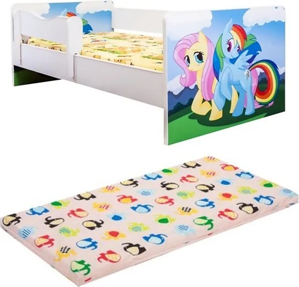 Pat junior Unicorn Blue cu saltea inclusa