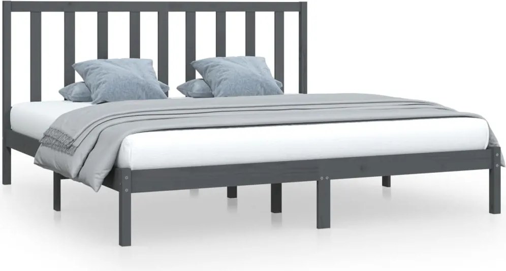 vidaXL Cadru de pat, gri, 200x200 cm, lemn masiv de pin