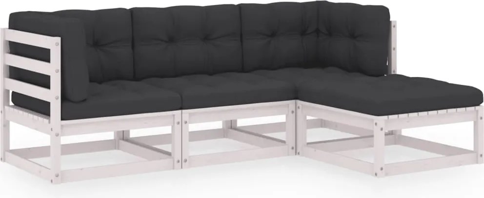 vidaXL Set mobilier de grădină cu perne, 4 piese, lemn masiv de pin