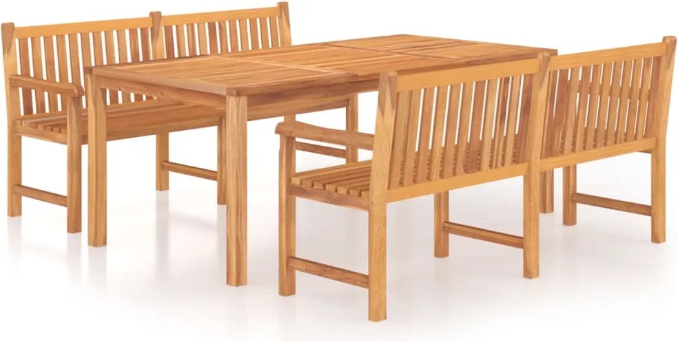 vidaXL Set de masă pentru grădină, lemn masiv de tec, 3 piese