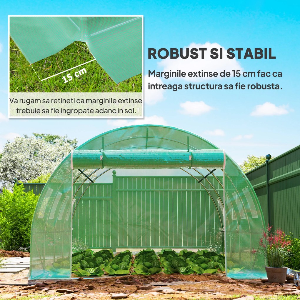 Outsunny Prelata Sera 6×3×2 m – Cu 12 Ferestre, Usa Rulanta si Margini | Aosom Romania