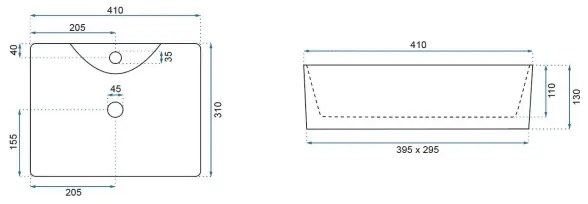 REA-U8196 - Lavoar pentru blat KELLY MINI 31x41 cm ceramică/alb lucios