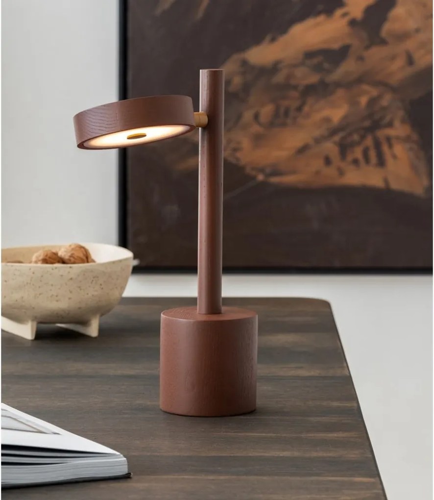 Lampa de masa LED din lemn de frasin maro Okinawa