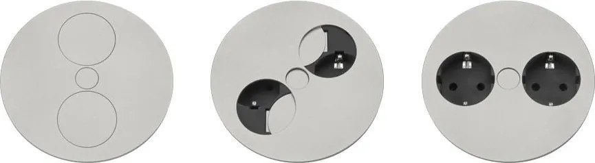 Priză încorporabilă în blat Twist Bachmann, 2 prize Schuko, negru, D:115 mm Negru, Metal/Plastic