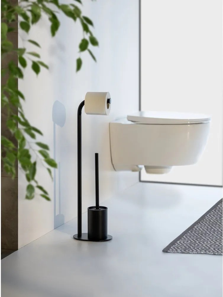Suport pentru hârtie igienică negru din oțel Levante – Wenko