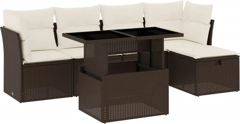 vidaXL Set canapele de grădină cu perne, 6 piese, maro, poliratan