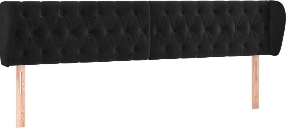 vidaXL Tăblie de pat cu aripioare negru 203x23x78/88 cm catifea
