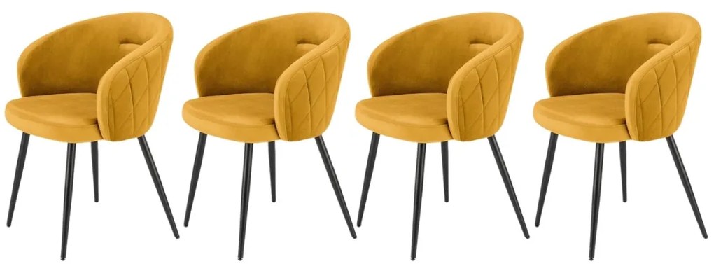 Set 4 scaune K430 velvet mustariu