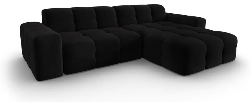 Colțar negru cu tapițerie din catifea (pe partea dreaptă) Kendal – Micadoni Home