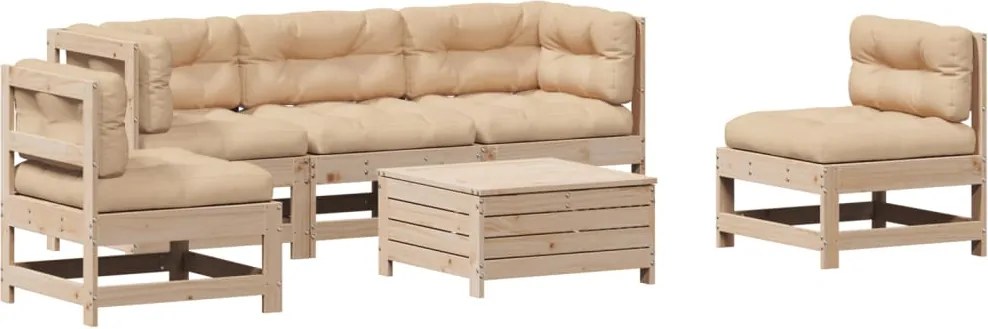 vidaXL Set mobilier de grădină cu perne, 6 piese, lemn masiv de pin