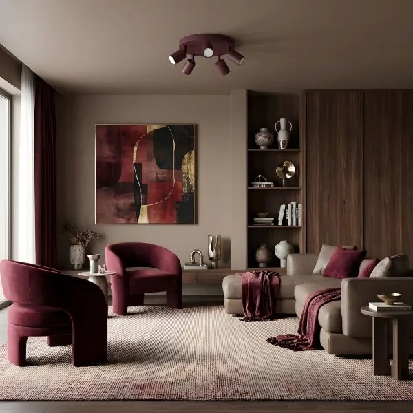 Plafonieră cu 5 spoturi FUN 5xGU10/8W/230V burgundy