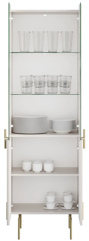 Vitrină cu patru uși Malmi 60 cm - cașmir / picioare aurii