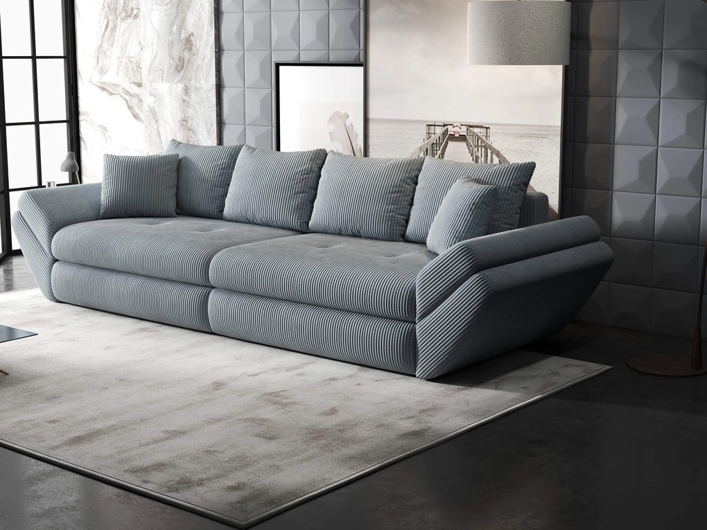 Canapea extensibilă dumonde cu ladă de depozitare si sezut confortabil din spuma high-density, Loana Zoom Gri 300x100 cm