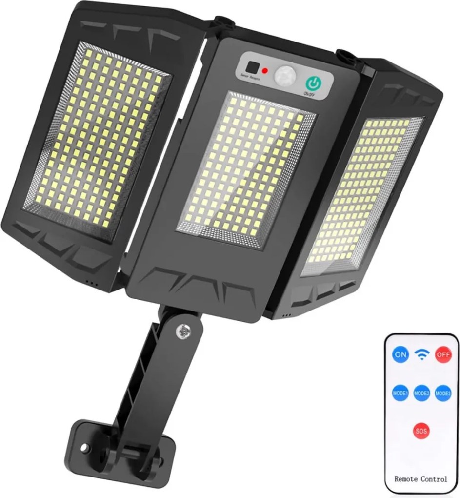Lampa Tripla Solara de Perete cu Senzor de Miscare