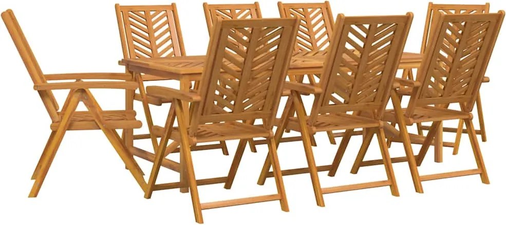 vidaXL Set de masă pentru grădină 9 pcs Maro Lemn Solid de Acacia