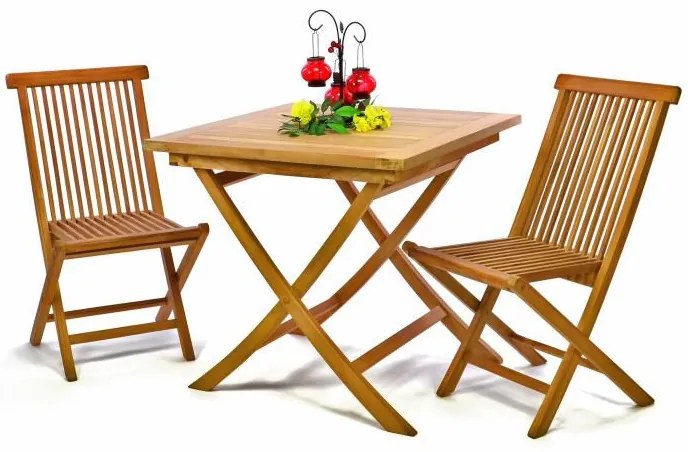 Masă de grădină din lemn DIVERO, lemn de tec, 80 x 80 cm