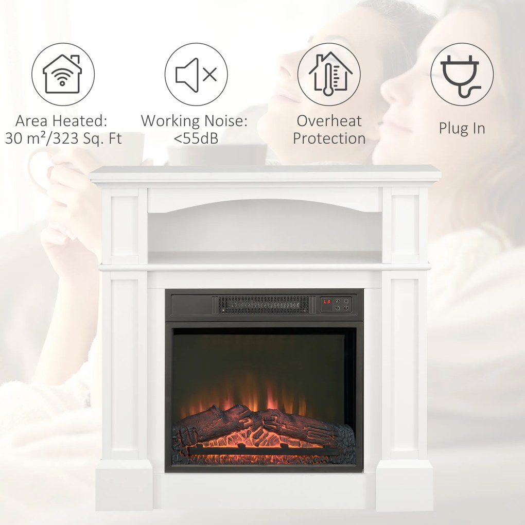 HOMCOM Șemineu Electric 1800W cu Efect de Flacără Reglabilă, Telecomandă și Timer | Aosom Romania