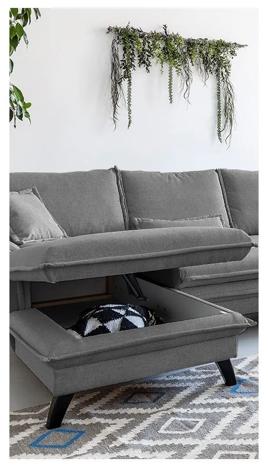 Colțar extensibil cu șezlong pe partea stângă Miuform Charming Charlie, gri închis