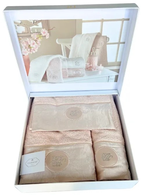 Set cadou de prosoape și prosop de corp GRANT, 3 buc Roz / Pink Set (prosop mic 30x50cm, prosop 50x100cm, prosop de corp 75x150cm)