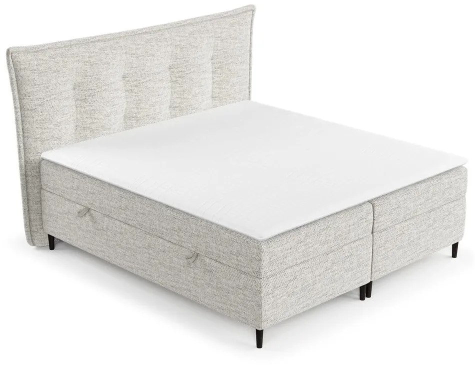 Pat boxspring gri deschis cu spațiu de depozitare 140x200 cm Sinai – Maison de Rêve