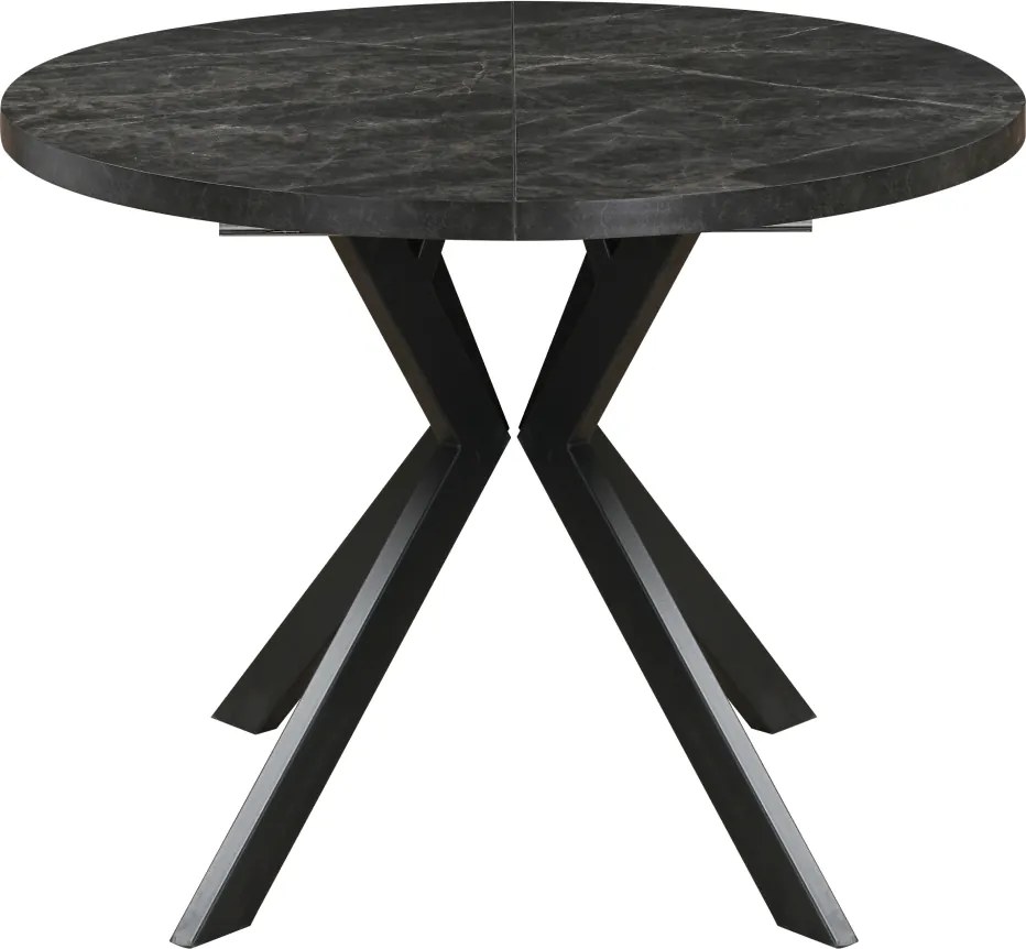 Masă de sufragerie extensibilă, beton închis/negru, 100-250x75,5 cm, LUKOS