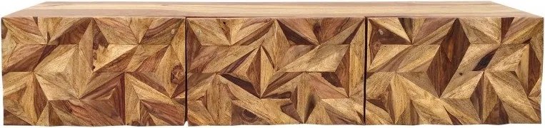 Comoda TV suspendata din lemn de Sheesham cu model 3D Alpine 160cm