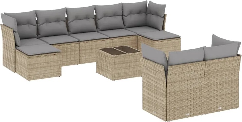 vidaXL Set canapele de grădină cu perne, 10 piese, bej, poliratan