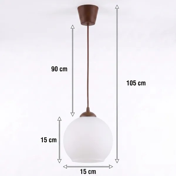 Brilagi - Lustru LED suspendat pe cablu RETRO GLASS 1xE27/60W/230V Ø 15 cm maro/alb