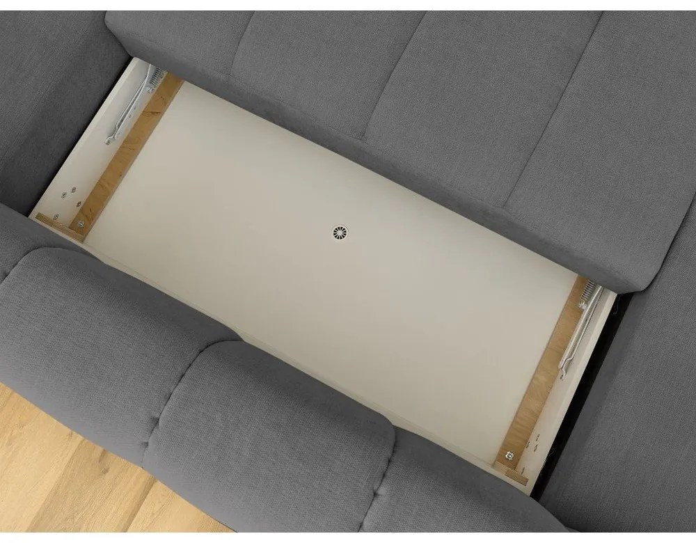 Colțar gri închis extensibil/cu spațiu de depozitare (cu colț pe partea dreaptă/în formă de "U") Fuji – Bobochic Paris