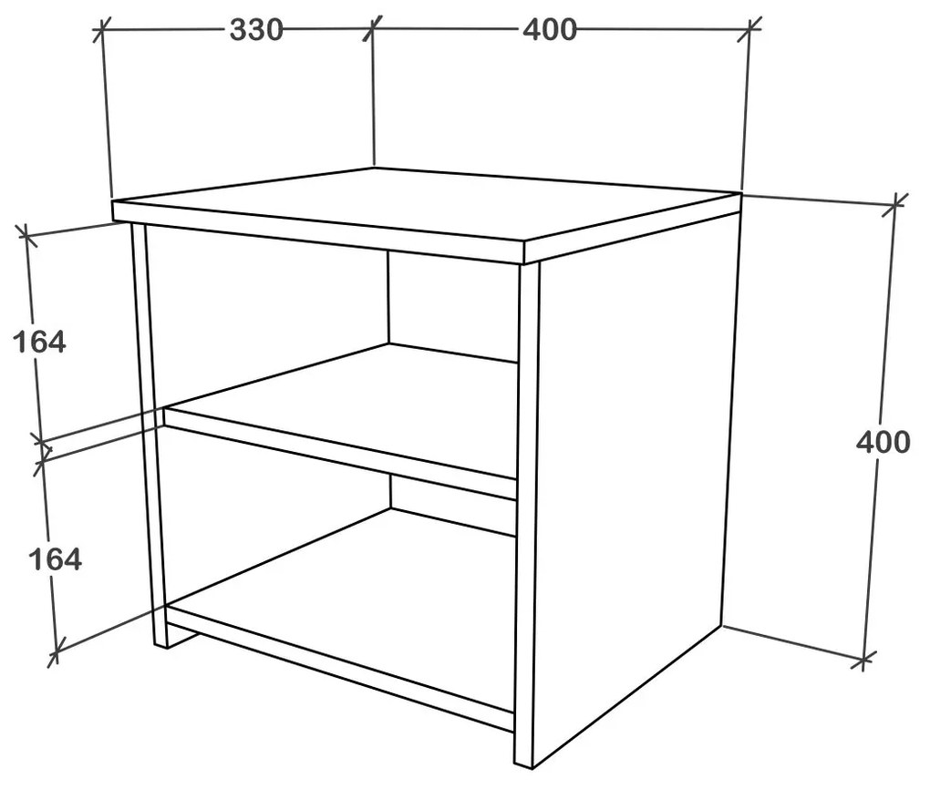 Noptiera Alma, O Polita, Stejar Sonoma, 40 x 33 x 40 cm
