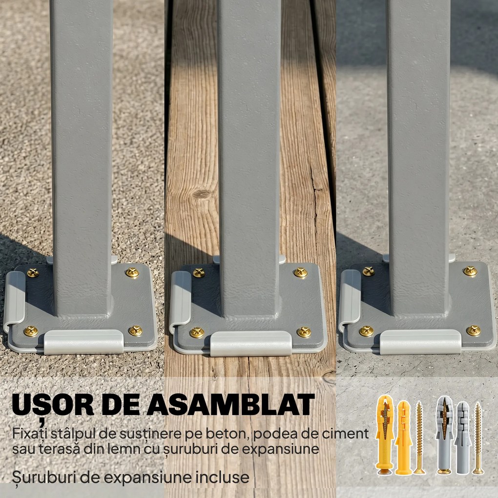 Outsunny Paravan Lateral Retractabil Impermeabil și UV50+, din Aluminiu, Oțel și Poliester, 420x185 cm, Gri Închis | Aosom Romania
