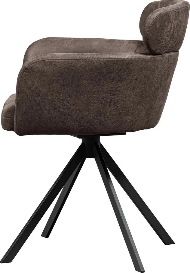 Scaun de dining maro închis cu cotiere tapițat Fenne – WOOOD